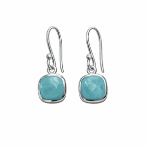 Ασημένια σκουλαρίκια με πέτρα larimar.